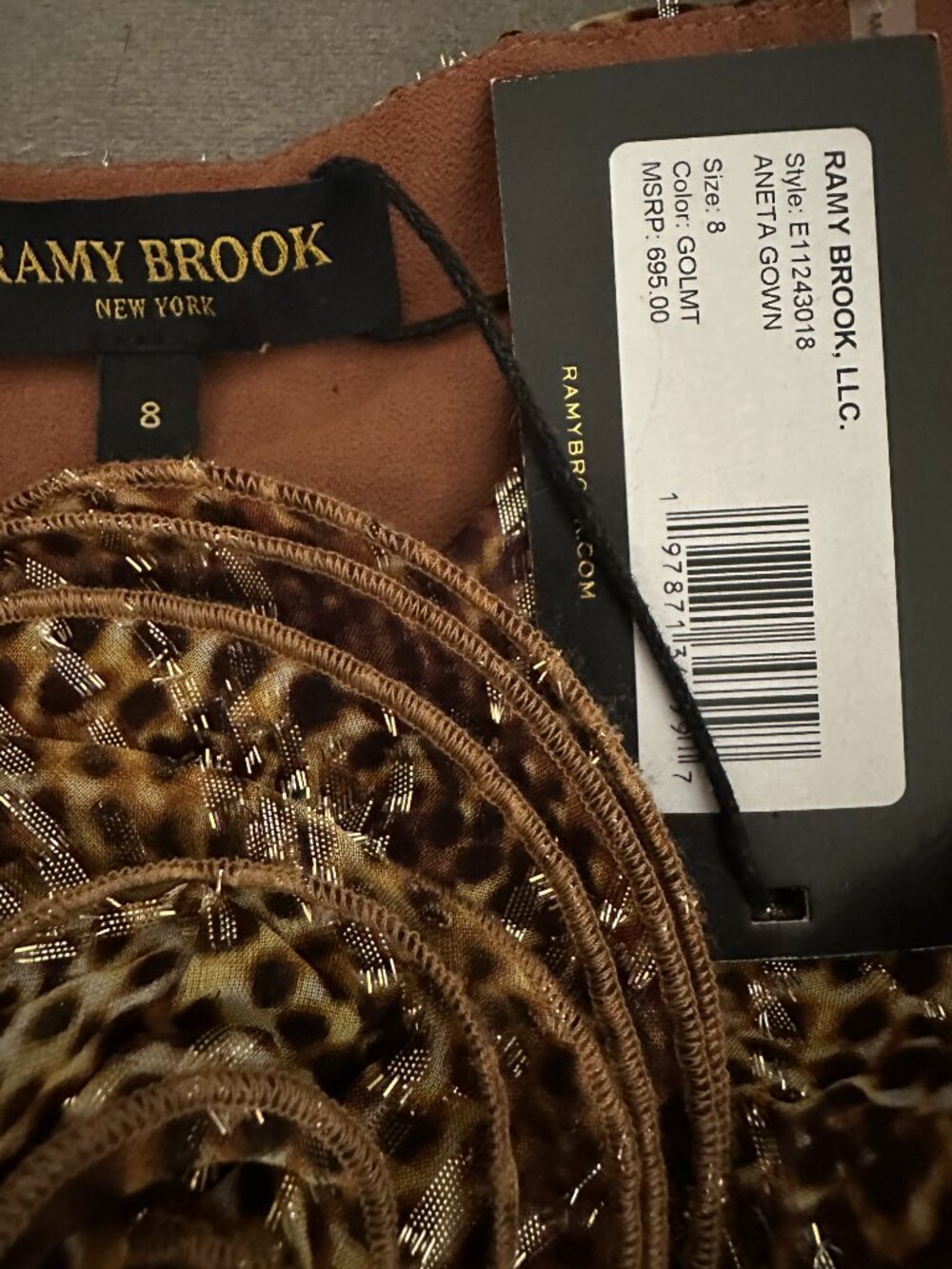 NWT Ramy Brook Aneta Ruffle Gown 8 - Picture 5 of 5